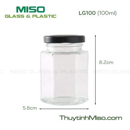 Hũ thủy tinh lục giác 100ml