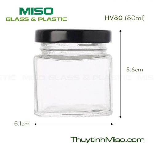 Hũ thủy tinh vuông 80ml