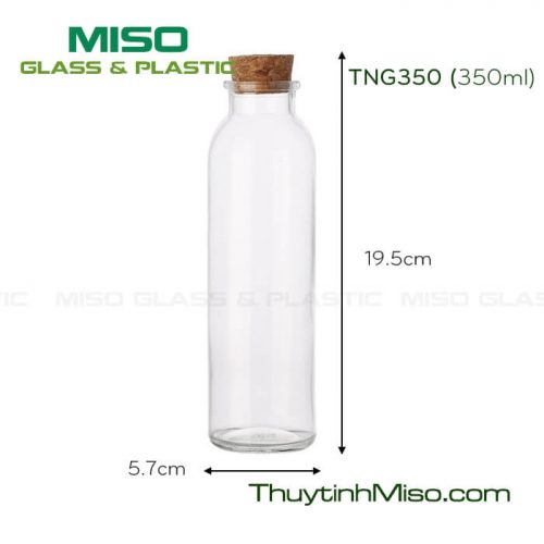 Chai thủy tinh tròn nắp gỗ 350ml