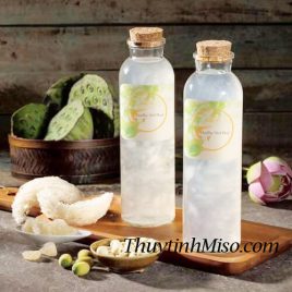 Chai thủy tinh tròn nắp gỗ 350ml