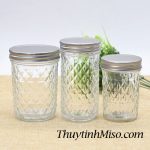 Hũ thủy tinh kim cương nắp thiếc