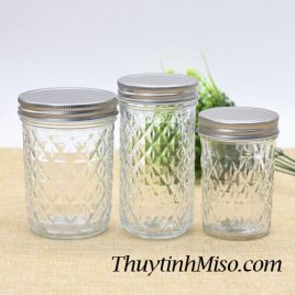 Hũ thủy tinh kim cương nắp thiếc