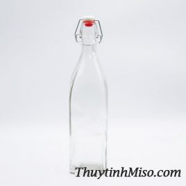 Chai thủy tinh vuông nắp gài 1 Lít