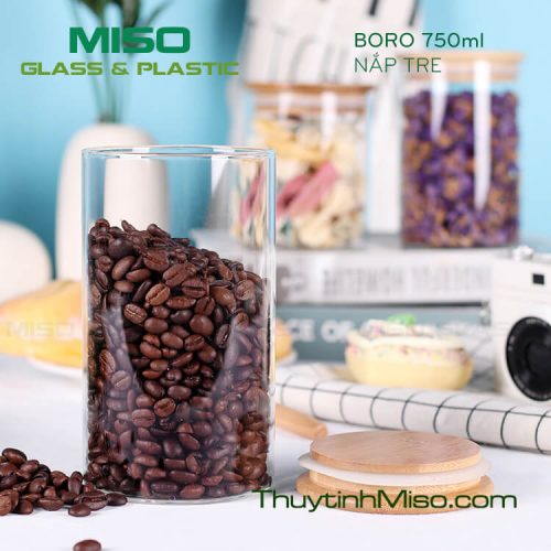 Hũ thủy tinh nắp gỗ Boro 750ml