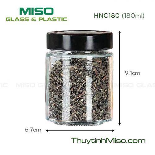 Hũ thủy tinh tròn nắp cao 180ml