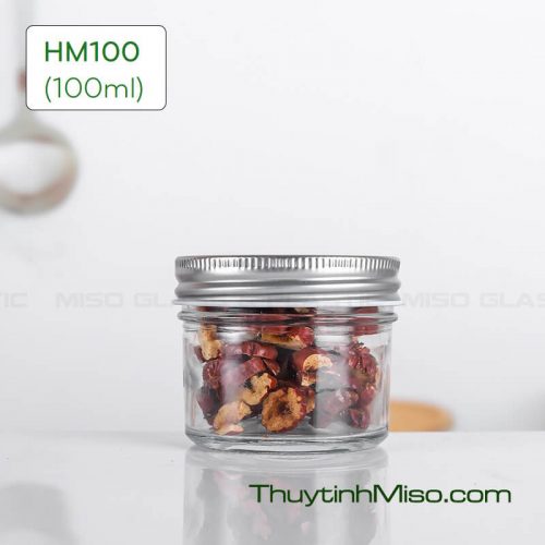 Hũ thủy tinh nắp thiếc bạc 100ml