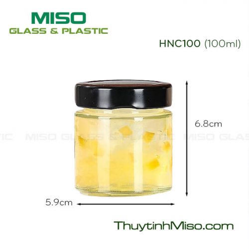 Hũ thủy tinh Tròn nắp cao 100ml