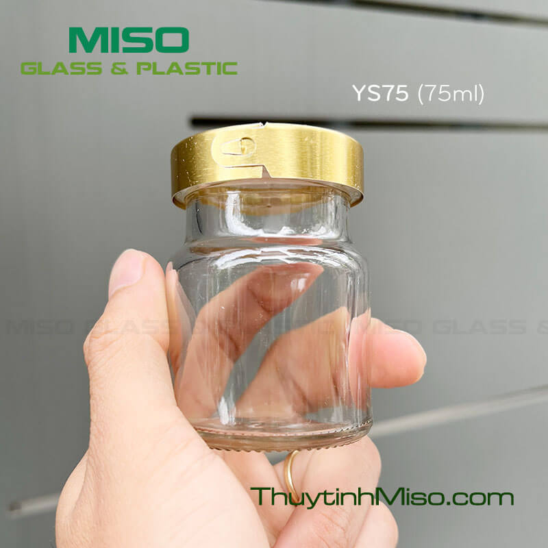 Hũ thủy tinh đựng yến nắp siết 75ml