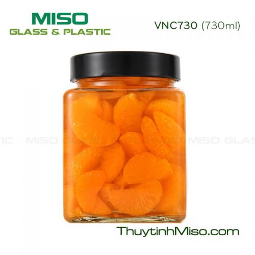 Hũ thủy tinh Vuông nắp cao 730ml