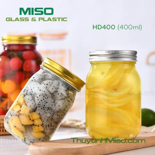 Hũ thủy tinh Mason than tron 400ml