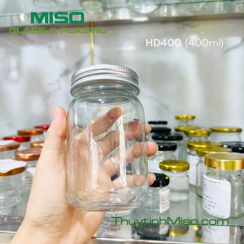 Hũ thủy tinh Mason than tron 400ml