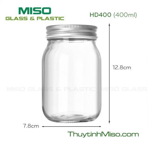 Hũ thủy tinh Mason than tron 400ml