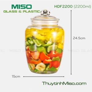 Hũ thủy tinh nắp đậy thủy tinh 2200ml