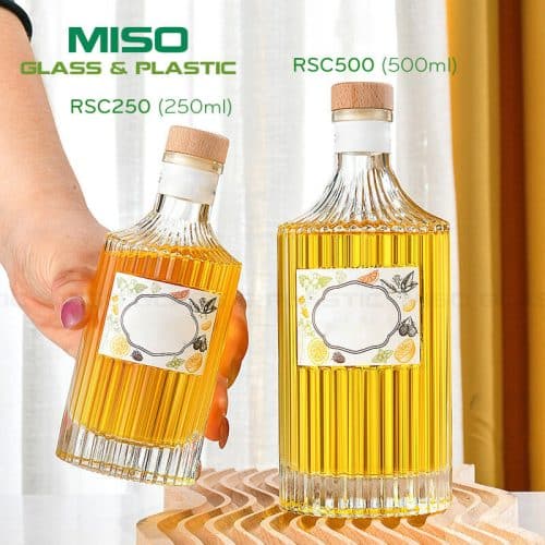 Chai thủy tinh đựng rượu thân sọc RSC 250ml và 500ml