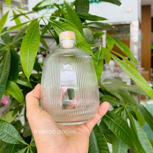 Chai thủy tinh đựng rượu thận sọc dáng lùn RSM 500ml