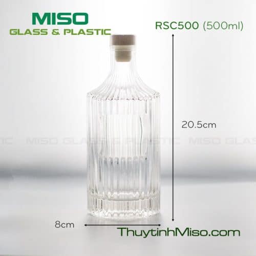 Chai thủy tinh đựng rượu thân sọc RSC 500ml