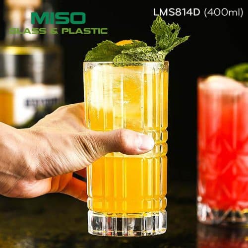 Ly thủy tinh HIghball thân sọc LMS814D 400ml