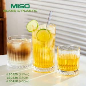 Ly thủy tinh Highball thân sọc đế dày 225ml 330ml 450ml